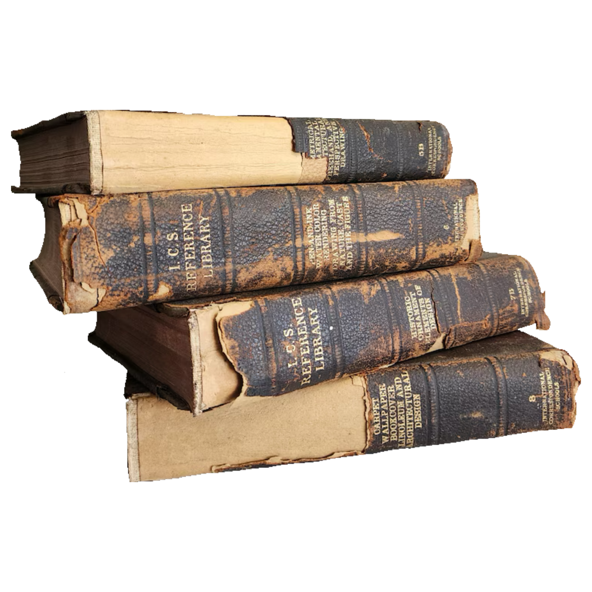 A stack of weathered books.